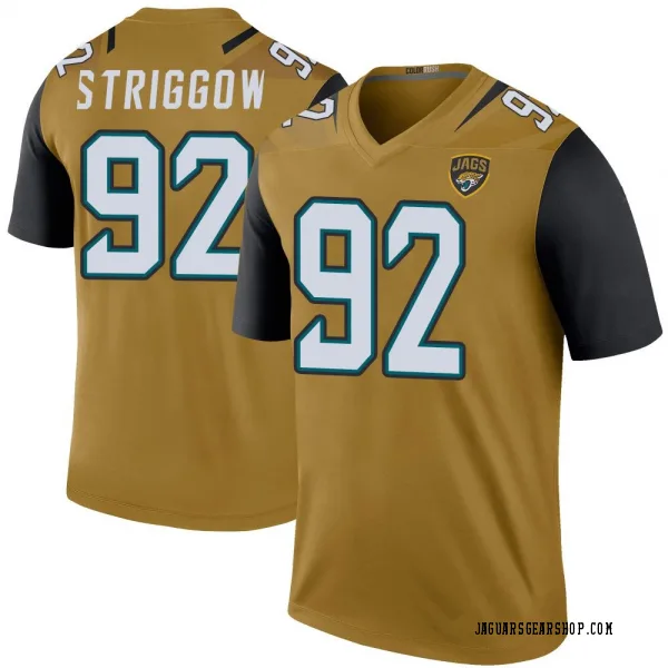 Men's Danny Striggow Jacksonville Jaguars Legend Gold Color Rush Bold Jersey