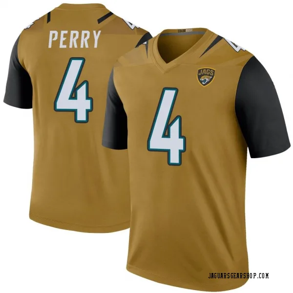Men's E.J. Perry Jacksonville Jaguars Legend Gold Color Rush Bold Jersey