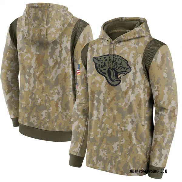 Men's Jacksonville Jaguars Camo 2021 Salute To Service Therma Performance Pullover Hoodie