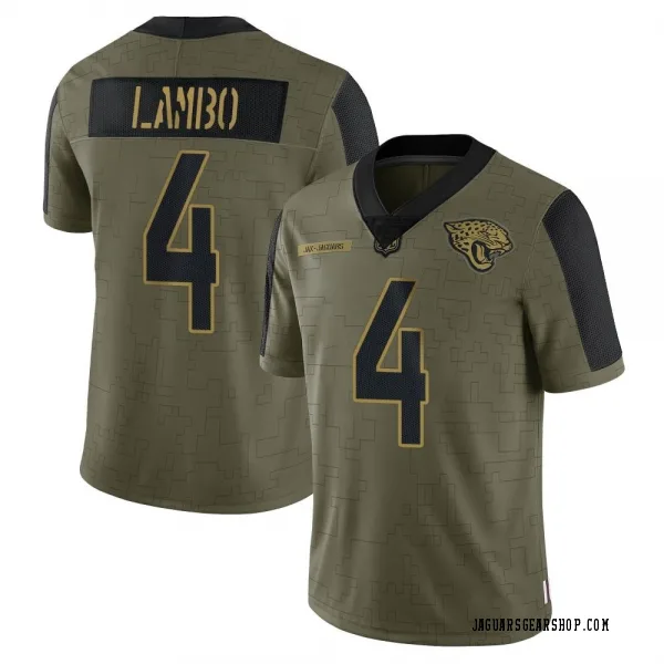 Men's Josh Lambo Jacksonville Jaguars Limited Olive 2021 Salute To Service Jersey