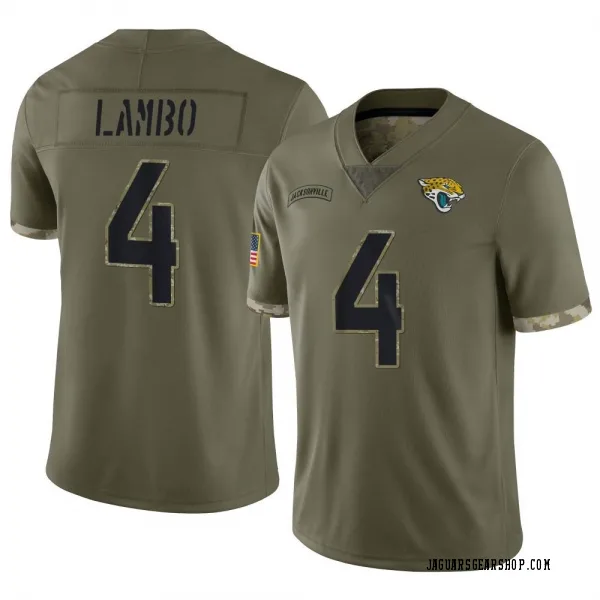 Men's Josh Lambo Jacksonville Jaguars Limited Olive 2022 Salute To Service Jersey
