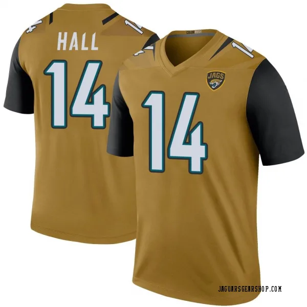 Men's Marvin Hall Jacksonville Jaguars Legend Gold Color Rush Bold Jersey