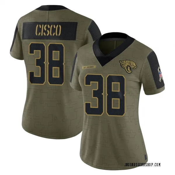 Women's Andre Cisco Jacksonville Jaguars Limited Olive 2021 Salute To Service Jersey