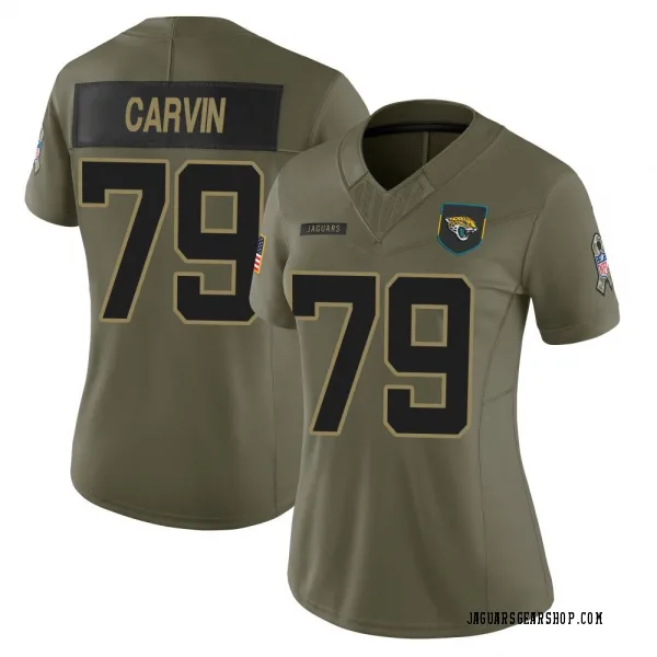Women's Jerome Carvin Jacksonville Jaguars Limited Olive 2025 Salute to Service Jersey