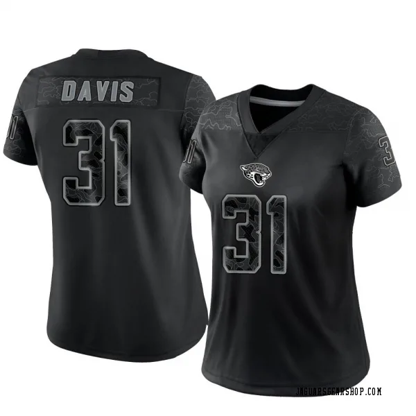 Women's Shabari Davis Jacksonville Jaguars Limited Black Reflective Jersey