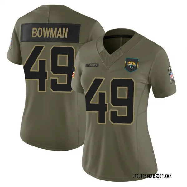 Women's Shawn Bowman Jacksonville Jaguars Limited Olive 2025 Salute to Service Jersey