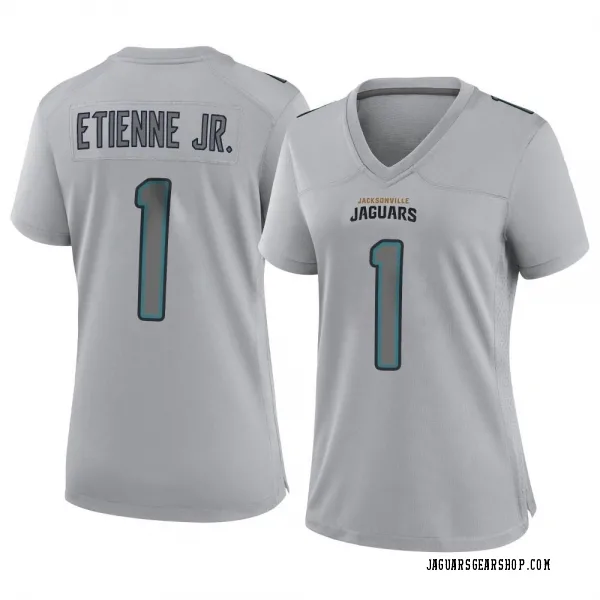 Women's Travis Etienne Jr. Jacksonville Jaguars Game Gray Atmosphere Fashion Jersey