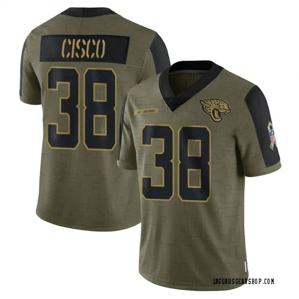 Youth Andre Cisco Jacksonville Jaguars Limited Olive 2021 Salute To Service Jersey