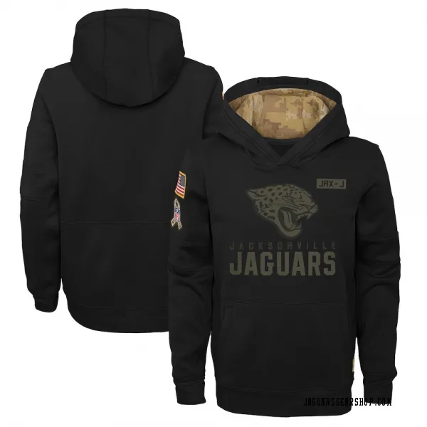 Youth Jacksonville Jaguars Black 2020 Salute to Service Pullover Performance Hoodie