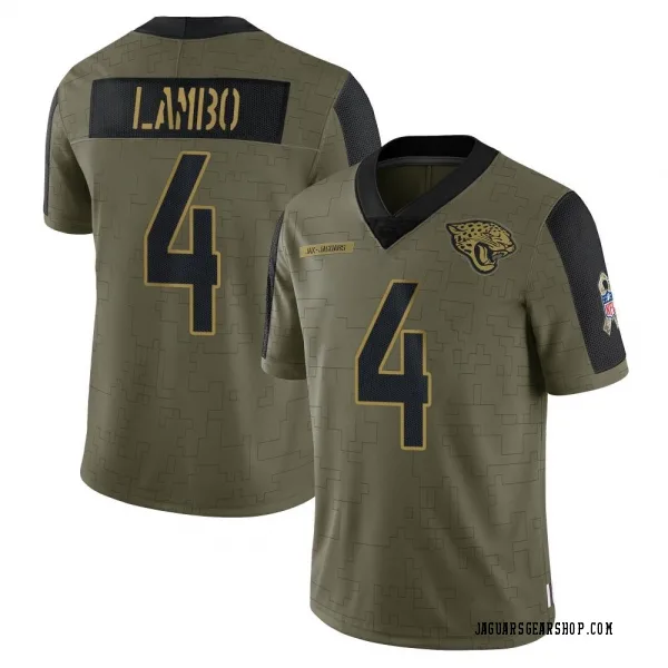 Youth Josh Lambo Jacksonville Jaguars Limited Olive 2021 Salute To Service Jersey