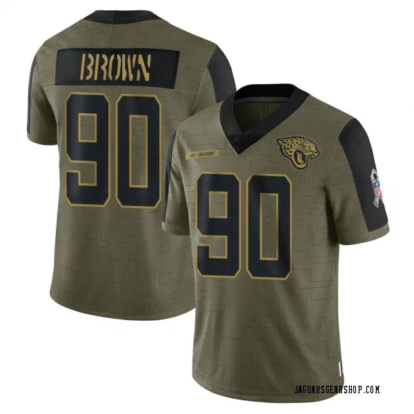 Youth Malcom Brown Jacksonville Jaguars Limited Olive 2021 Salute To Service Jersey