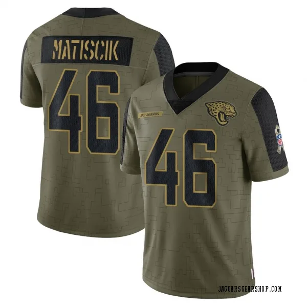 Youth Ross Matiscik Jacksonville Jaguars Limited Olive 2021 Salute To Service Jersey