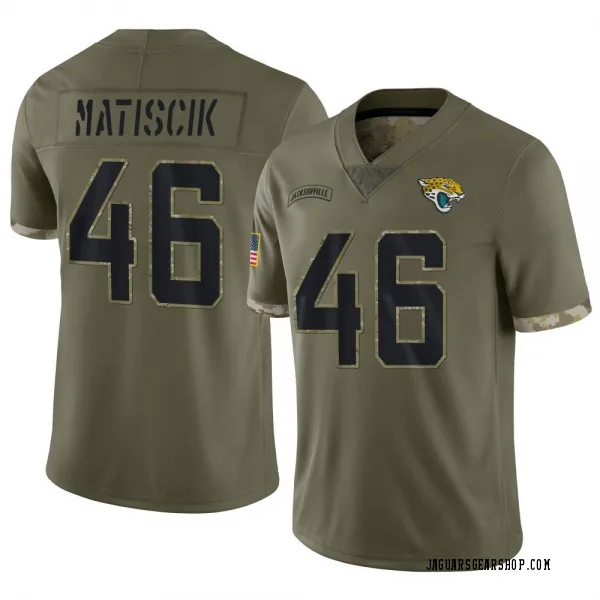 Youth Ross Matiscik Jacksonville Jaguars Limited Olive 2022 Salute To Service Jersey