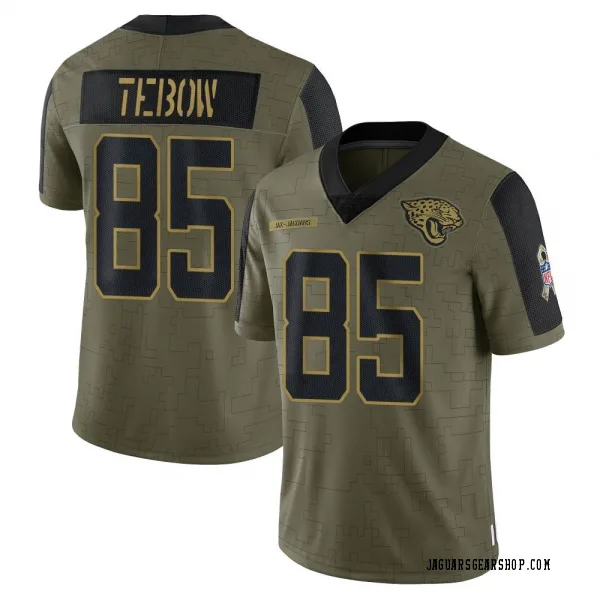 Youth Tim Tebow Jacksonville Jaguars Limited Olive 2021 Salute To Service Jersey